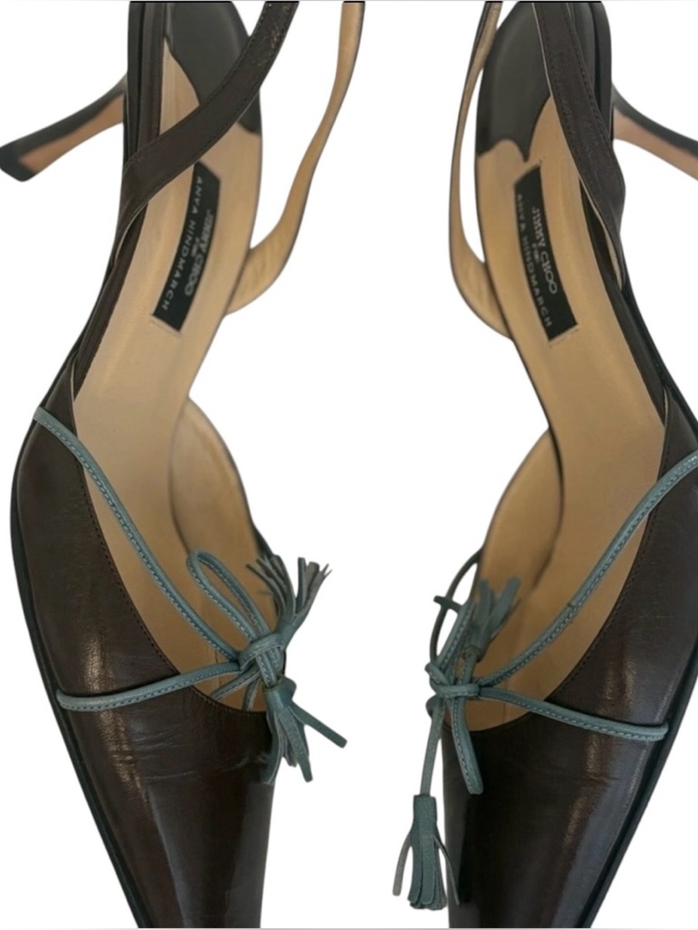 Jimmy Choo x Anya Hindmarch Rare Vintage Slingback heel Chocolate Leather EU 40 - Picture 7 of 9